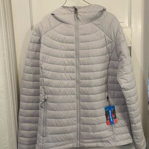 Women's Light Gray Hooded Puffer Jacket